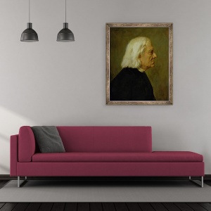 Tablou inramat - Franz Seraph von Lenbach - Compozitorul Franz Liszt 1811-86, 70 x 85 cm - Img 2