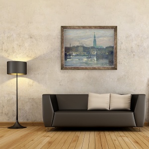 Tablou inramat - Friedrich Kallmorgen - Punerea pe Lumini, 60 x 80 cm - Img 2