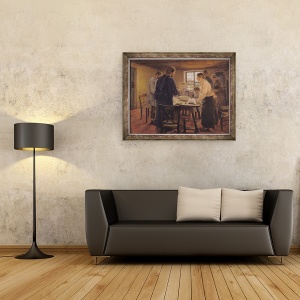 Tablou inramat - Fritz von Uhde - Hristos cu taranii, 60 x 80 cm - Img 2