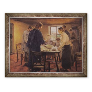 Tablou inramat - Fritz von Uhde - Hristos cu taranii, 70 x 90 cm