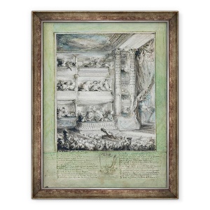 Tablou inramat - Gabriel de Saint-Aubin - incoronarea lui Voltaire la Teatrul Francais, 60 x 80 cm