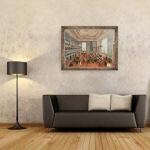 Tablou inramat - Gabriele Bella - Concert sustinut de fetele societatilor de muzica spitaliceasca din Procuratie, 70 x 90 cm - Img 3