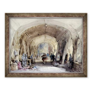 Tablou inramat - George Cattermole - Interiorul unei sali baroniale, 70 x 90 cm