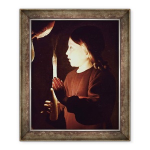 Tablou inramat - Georges de la Tour - Sfantul Iosif Dulgherul, detaliu al Pruncului Hristos, 50 x 60 cm