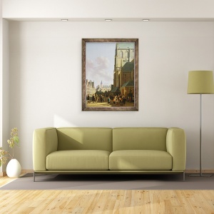 Tablou inramat - Gerrit Adriaensz Berckheyde - Grote Markt, Haarlem, 60 x 80 cm - Img 2