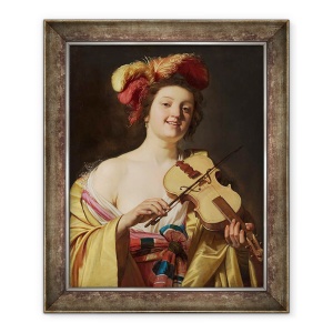 Tablou inramat - Gerrit van Honthorst - Jucatorul de vioara, 50 x 60 cm