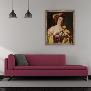 Tablou inramat - Gerrit van Honthorst - Jucatorul de vioara, 50 x 60 cm - Img 2
