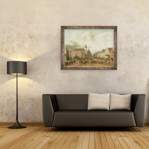 Tablou inramat - Gillis Rombouts - Anunt de pace de Breda in Grote Markt, Haarlem, 60 x 80 cm - Img 2