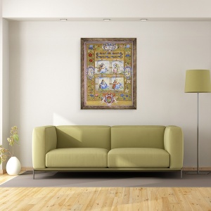 Tablou inramat - Giorgio-Giulio Clovio - Cei patru evanghelisti, intr-o granita de flori, pasari si insecte, 70 x 90 cm - Img 2