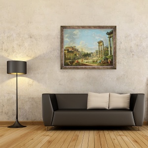 Tablou inramat - Giovanni Paolo Pannini - Vedere de Campo Vaccino in Roma, 70 x 90 cm - Img 2