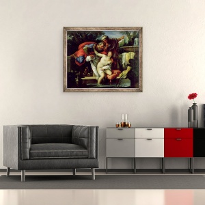 Tablou inramat - Giuseppe Bartolomeo Chiari - Susanna si Batranii, 50 x 60 cm - Img 2