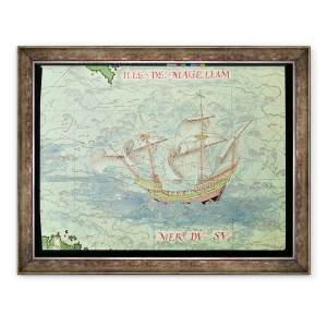 Tablou inramat - Guillaume Le Testu - F.41v A Caravel, detaliu de la Cosmographie Universelle, 70 x 90 cm