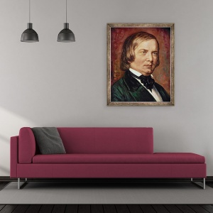 Tablou inramat - Gustav Zerner - Portretul lui Robert Schumann 1810-1856, 50 x 60 cm - Img 2