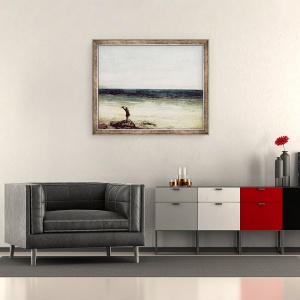 Tablou inramat - Gustave Courbet - Artistul de pe malul marii la Palavas, 50 x 60 cm - Img 2