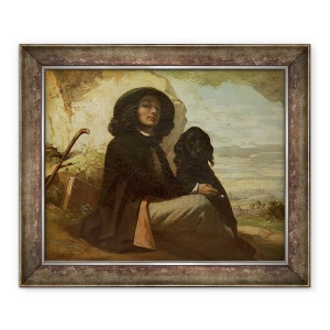 Tablou inramat - Gustave Courbet - Courbet cu cainele sau negru, 70 x 85 cm