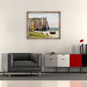 Tablou inramat - Gustave Courbet - Stancile de la Etretat, 50 x 60 cm - Img 2