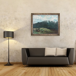 Tablou inramat - Gustave Courbet - Vedere panoramica a Alpilor, Les Dents du Midi, 60 x 80 cm - Img 2