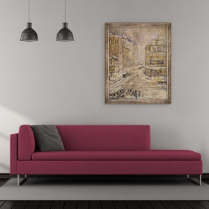 Tablou inramat - Gustave Loiseau - Rue de Clignancourt sub zapada, 50 x 60 cm - Img 2