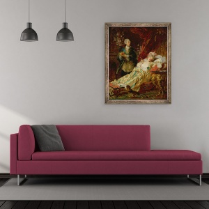 Tablou inramat - Gyula Benczur - Ludovic al XV-lea si doamna Dubry, 50 x 60 cm - Img 2