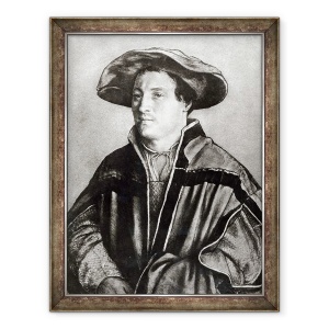 Tablou inramat - Hans Holbein the Younger - Portretul unui barbat cu o palarie rosie, 60 x 80 cm