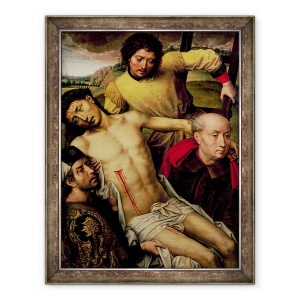 Tablou inramat - Hans Memling - Coborarea de pe cruce, panoul din stanga din Diptych Depunere, 60 x 80 cm