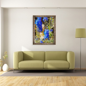 Tablou inramat - Helen White - Delphiniums Albastru, 2019, 60 x 80 cm - Img 2