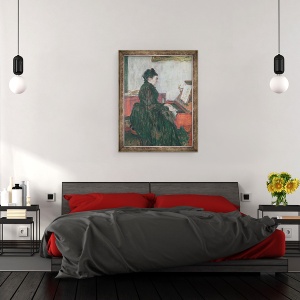 Tablou inramat - Henri de Toulouse-Lautrec - Madame Pascal la pian in salonul Chateau de Malrome, 70 x 90 cm - Img 3