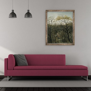 Tablou inramat - Henri J.F. Rousseau - intalnire in padure, 50 x 60 cm - Img 2