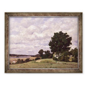 Tablou inramat - Henri-Joseph Harpignies - Peisaj cu rau din gradina la Chateau de Beauvoir, 70 x 90 cm