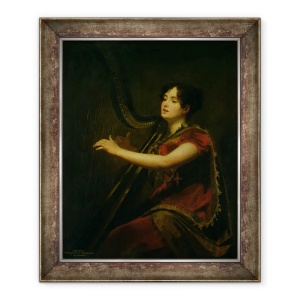 Tablou inramat - Henry Raeburn - Marchiza de Northampton, cantand la harpa, 50 x 60 cm
