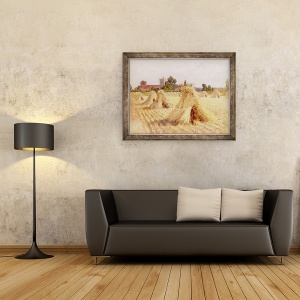 Tablou inramat - Heywood Hardy - Porumb Stooks by Bray Church, 60 x 80 cm - Img 2