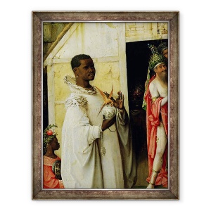 Tablou inramat - Hieronymus Bosch - Adorarea magilor, detaliu al regelui Balthazar din panoul central al tripticului, 60 x 80 cm