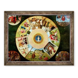 Tablou inramat - Hieronymus Bosch - Tabletop cu cele sapte pacate de moarte si cele patru ultime lucruri ulei pe panou, 60 x 80 cm