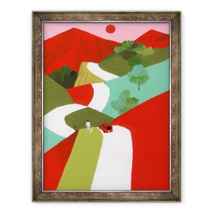 Tablou inramat - Hiroyuki Izutsu - Cale de munte rosu, 70 x 90 cm