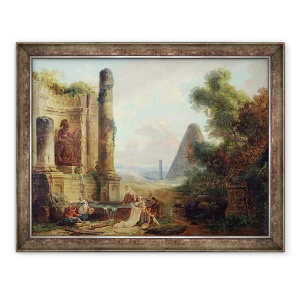 Tablou inramat - Hubert Robert - Fantana Minerva, Roma, 70 x 90 cm