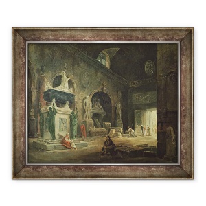 Tablou inramat - Hubert Robert - Vedere de o galerie in Musee des Monuments Francais, 50 x 60 cm