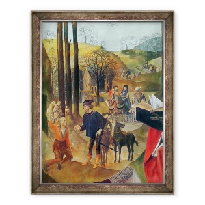 Tablou inramat - Hugo van der Goes - Portinari Altarpiece, panoul din dreapta detaliu al sosirii Magilor, 60 x 80 cm