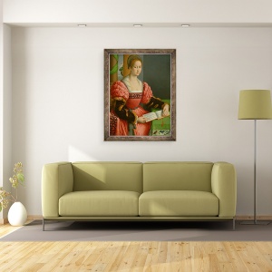 Tablou inramat - Il Bacchiacca, Francesco Ubertini - Portretul unei femei Cu O Carte De Muzica, 70 x 90 cm - Img 2