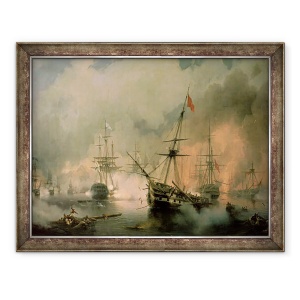 Tablou inramat - Ivan Konstantinovich Aivazovsky - Batalia de la Navarino, 20 octombrie 1827, 60 x 80 cm