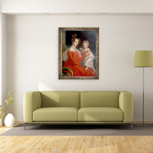 Tablou inramat - J. K. Stiegler - Arhiducesa Sofia de Austria 1805-72 impreuna cu fiul ei de doi ani Franz Joseph 1830-1916 mai tarziu imparatul Francisc Joseph I al Austriei, 60 x 80 cm - Img 2