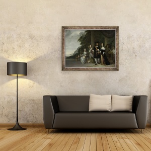 Tablou inramat - Jacob Coeman - Batavian COV comerciant sef Pieter Cnoll si familia sa, 70 x 90 cm - Img 2