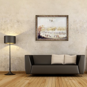 Tablou inramat - Jacqes Andre Portail - Vedere la Gradini si Castelul Versailles din Fantana Neptun, 60 x 80 cm - Img 2