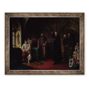 Tablou inramat - Jakov Prokopyevich Turlygin - Mitropolitul Filip al Moscovei 1507-90 cu tarul Ivan cel Groaznic 1530-84, 60 x 80 cm