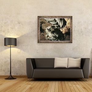 Tablou inramat - Jan Cornelisz Vermeyen - Sfanta familie in jurul focului I, 70 x 90 cm - Img 2