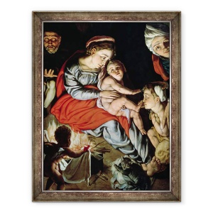 Tablou inramat - Jan Cornelisz Vermeyen - Sfanta familie in jurul focului iI, 70 x 90 cm