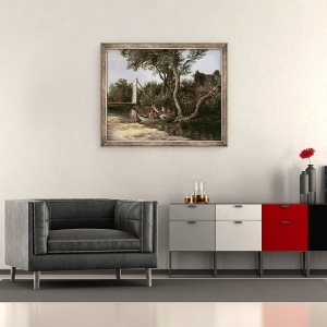 Tablou inramat - Jan Josephsz van Goyen - Peisaj cu pod, 50 x 60 cm - Img 2