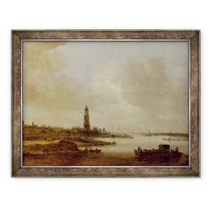 Tablou inramat - Jan Josephsz van Goyen - Vedere din Rhenen din vest, 60 x 80 cm