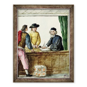 Tablou inramat - Jan van Grevenbroeck - Un negustor evreu cu doi clienti, 60 x 80 cm