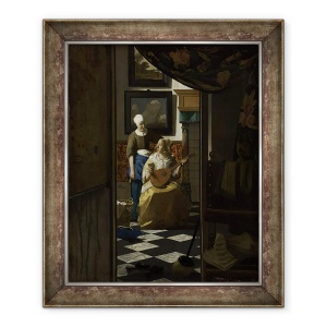 Tablou inramat - Jan Vermeer - Scrisoarea de dragoste, 50 x 60 cm