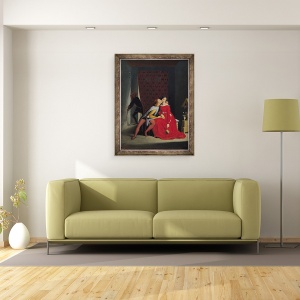 Tablou inramat - Jean Auguste Dominique Ingres - Gianciotto descopera Paolo si Francesca, 60 x 80 cm - Img 2